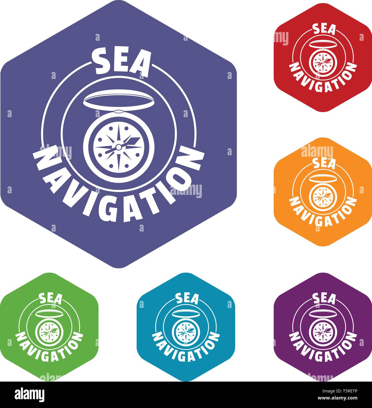 Compass icons vector hexahedron Stock Vector