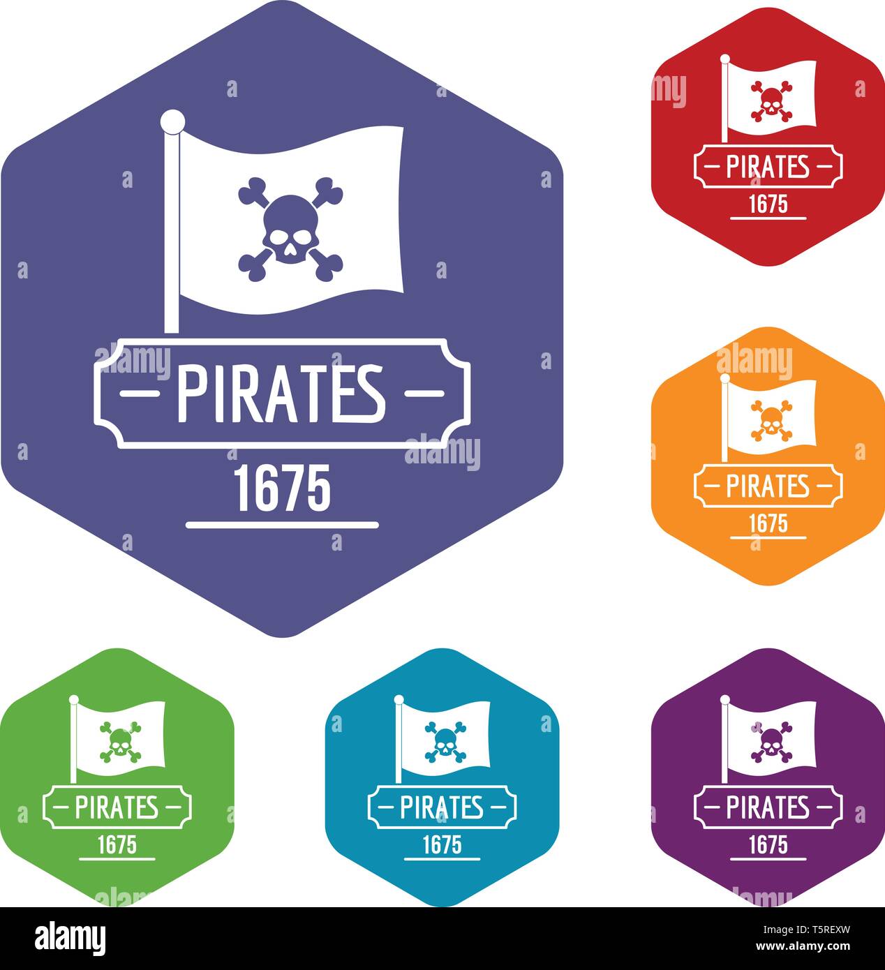 Pirate flag icons vector hexahedron Stock Vector