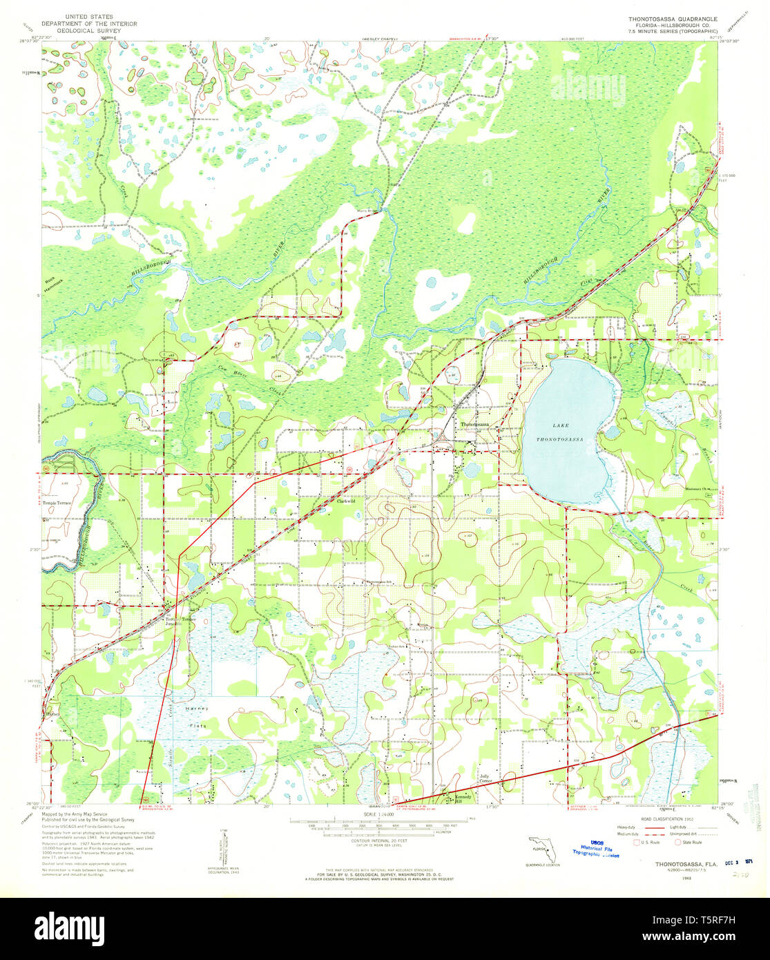 USGS TOPO Map Florida FL Thonotosassa 348853 1943 24000 Restoration
