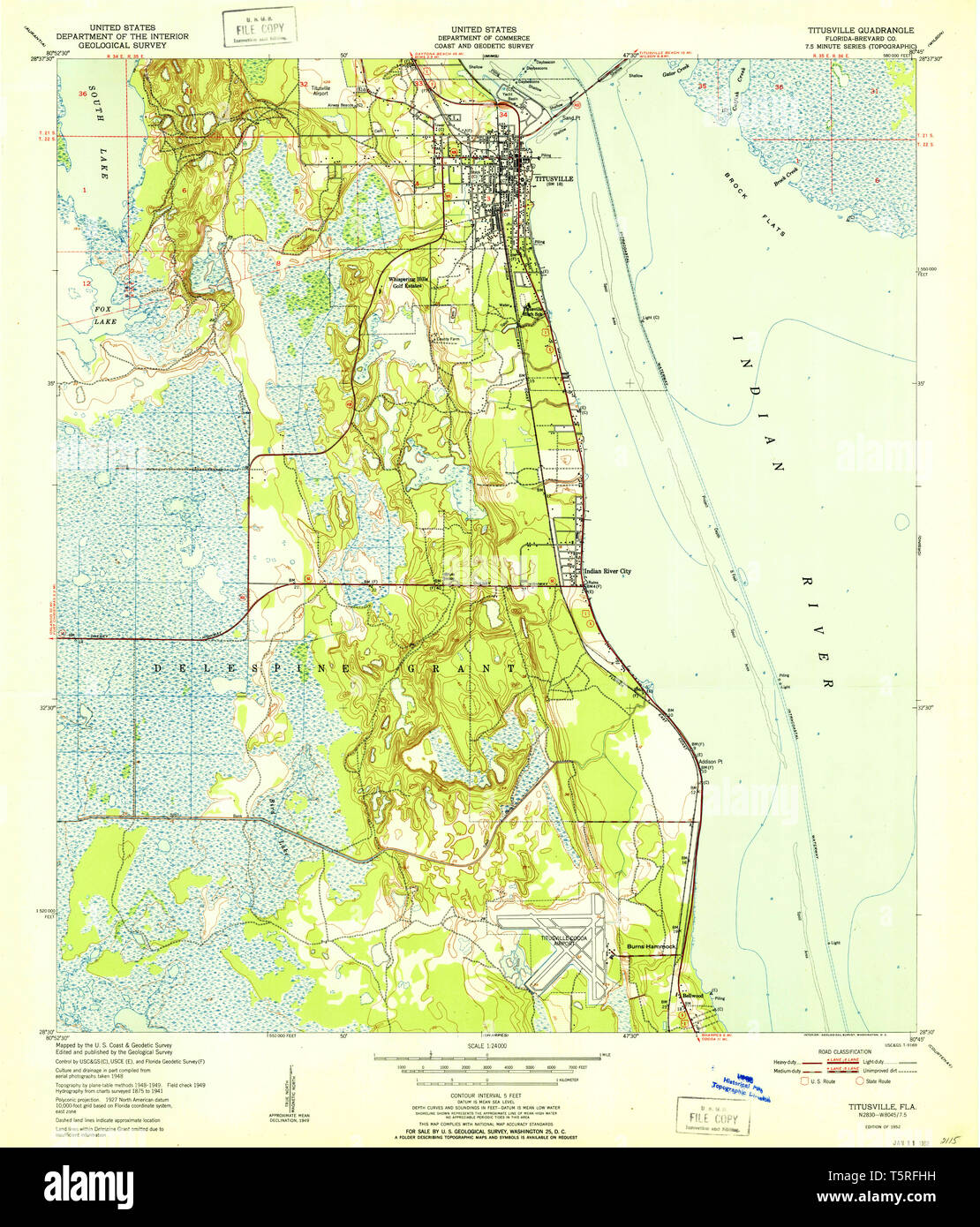 USGS TOPO Map Florida FL Titusville - Usgs Topo Map Florida Fl Titusville 348869 1952 24000 Restoration T5RFHH