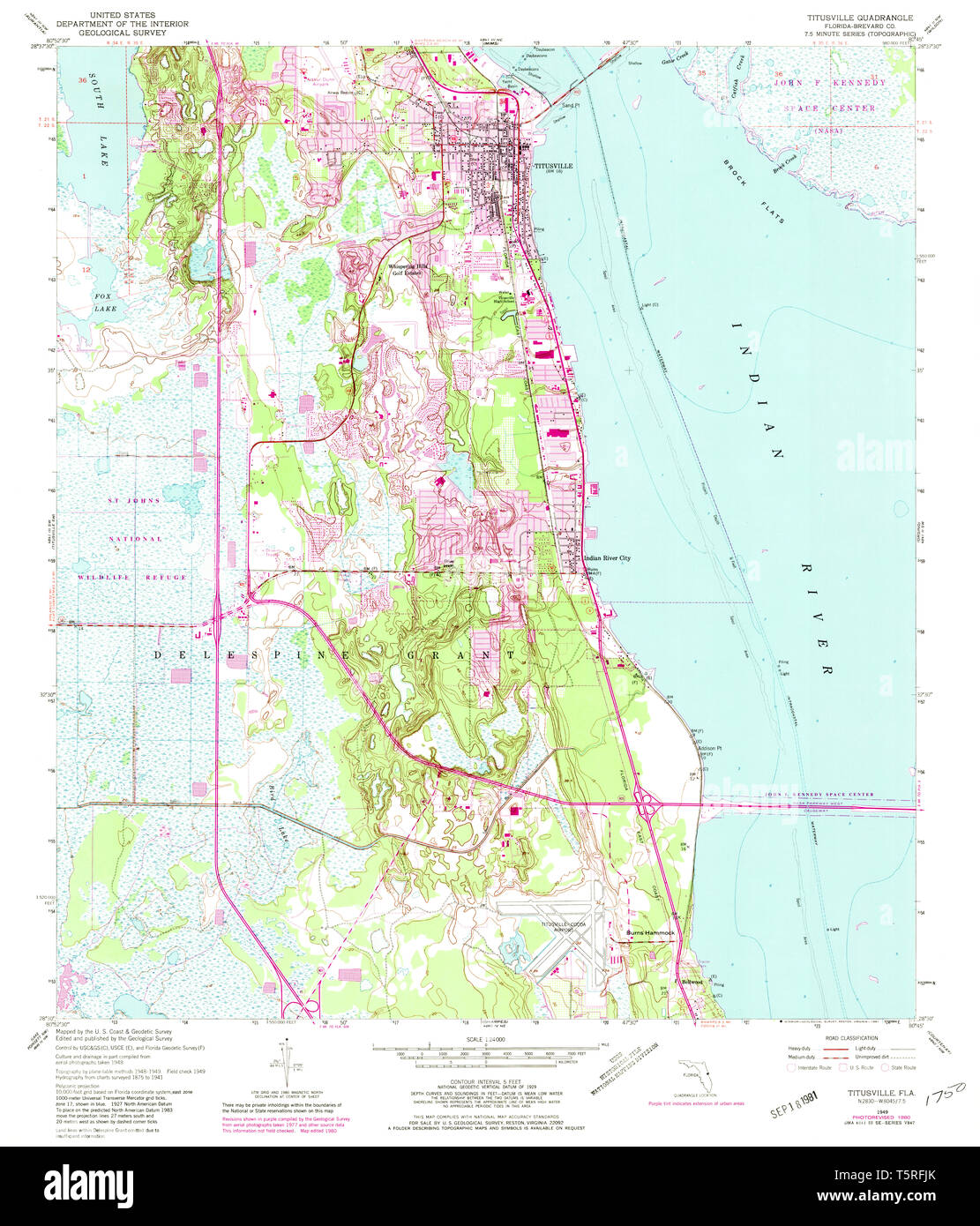 USGS TOPO Map Florida FL Titusville - Usgs Topo Map Florida Fl Titusville 348871 1949 24000 Restoration T5RFJK 