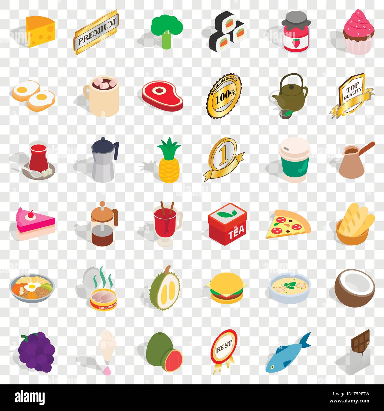 Hot drink icons set, isometric style Stock Vector