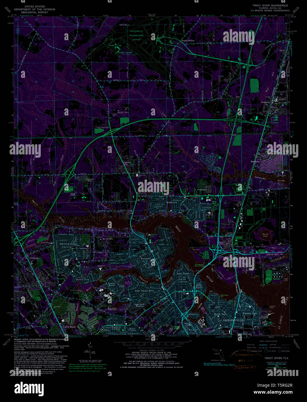 USGS TOPO Map Florida FL Trout - Usgs Topo Map Florida Fl Trout River 348887 1964 24000 Inverted Restoration T5RG2R