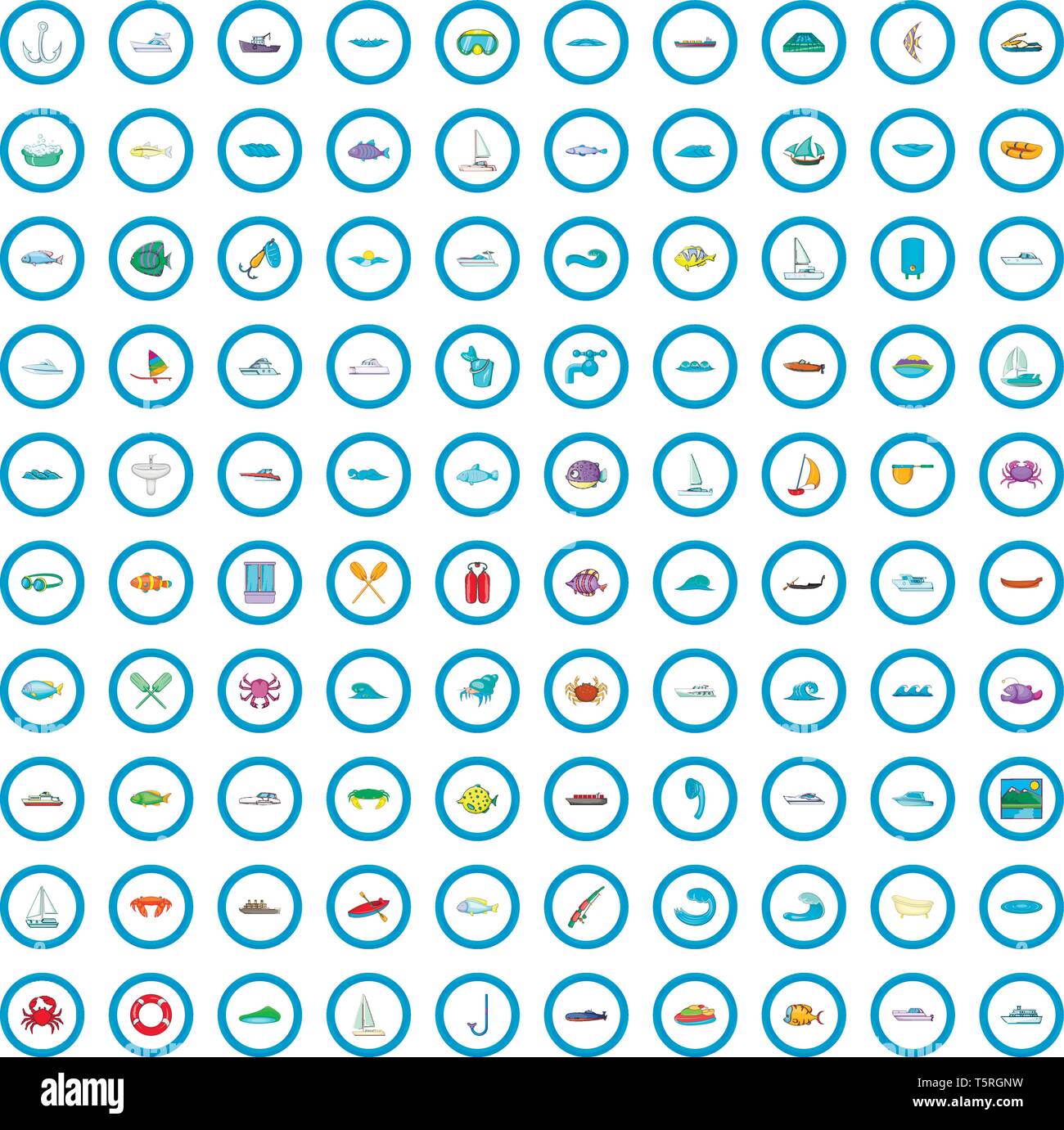 100 water icons set, cartoon style Stock Vector Image & Art - Alamy
