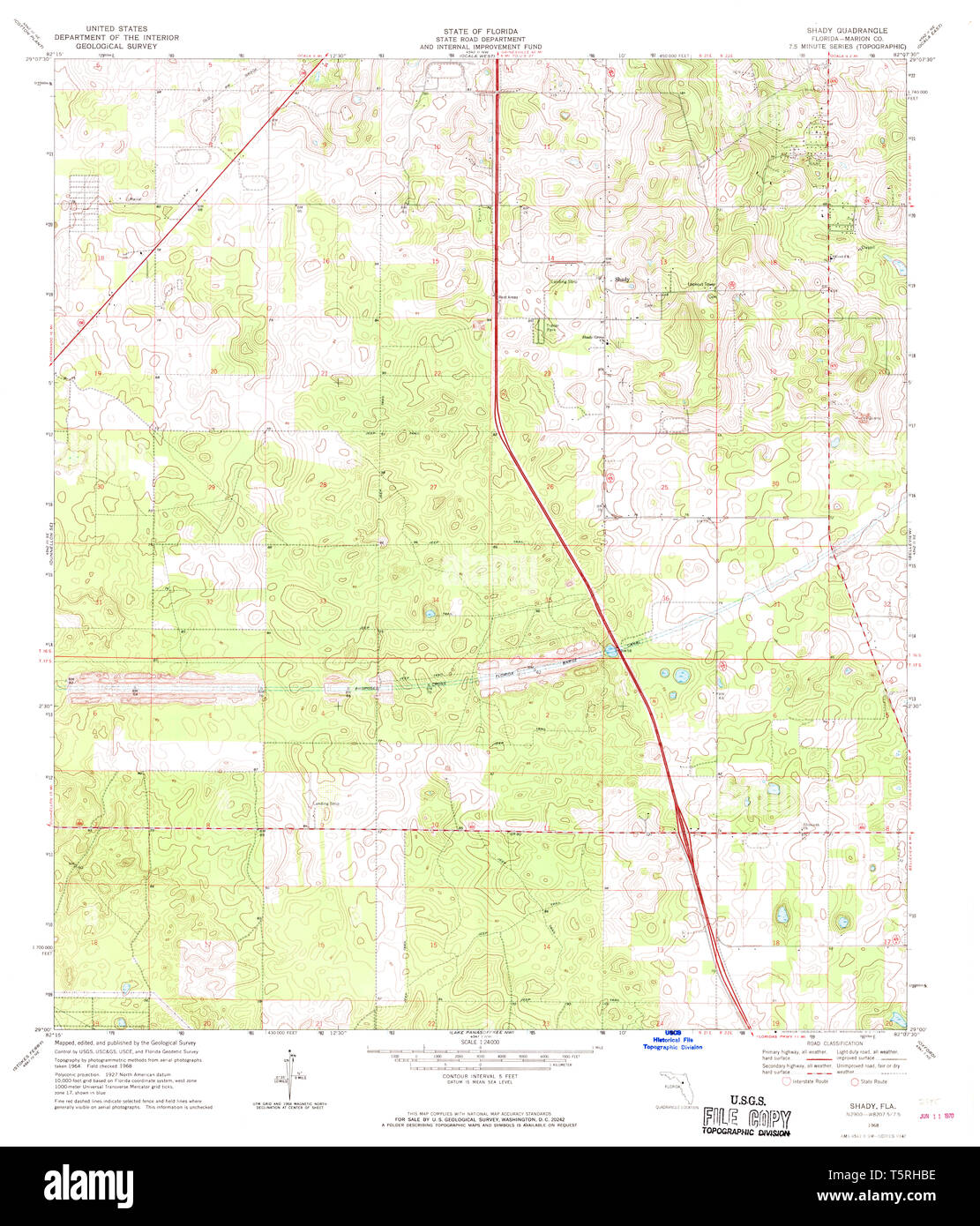 USGS TOPO Map Florida FL Shady - Usgs Topo Map Florida Fl Shady 348501 1968 24000 Restoration T5RHBE 