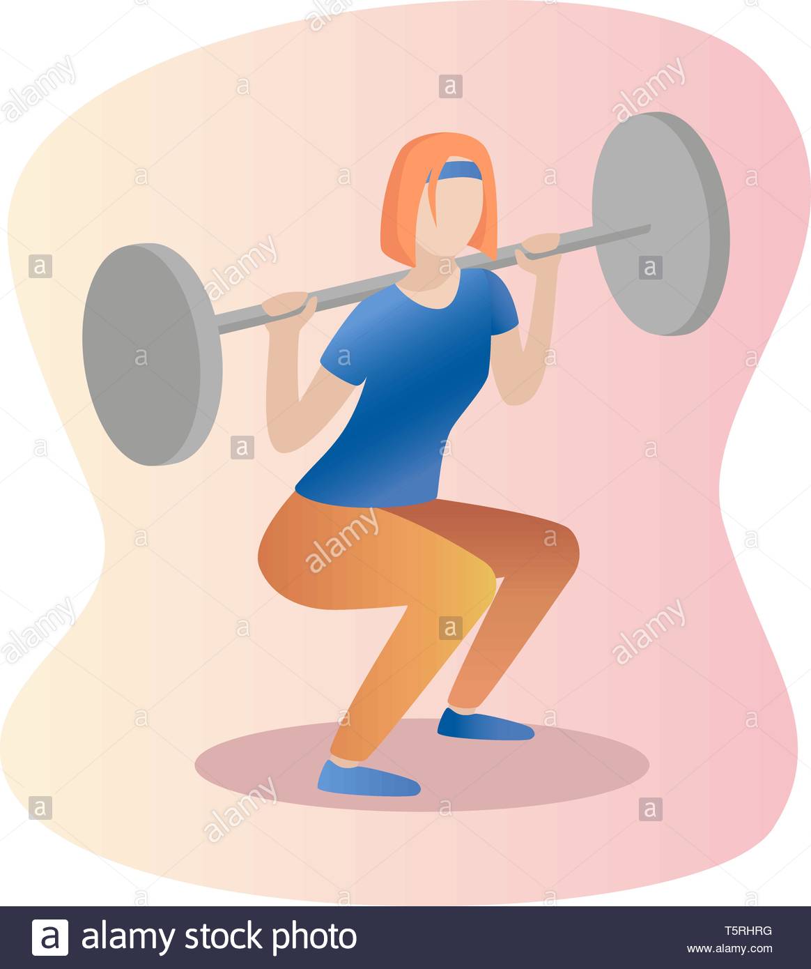 Fitness Concept Illustration Of Woman Barbell Squat Women