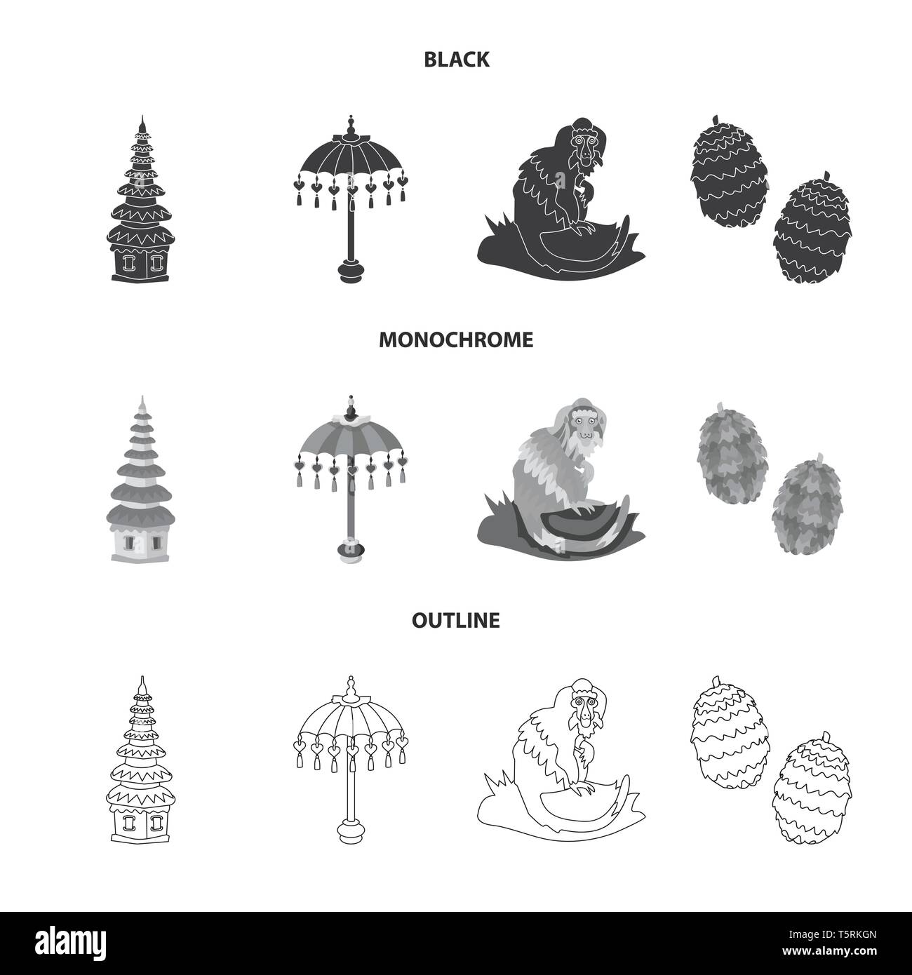 Vector illustration of and travel symbol. Collection of and traditional ...