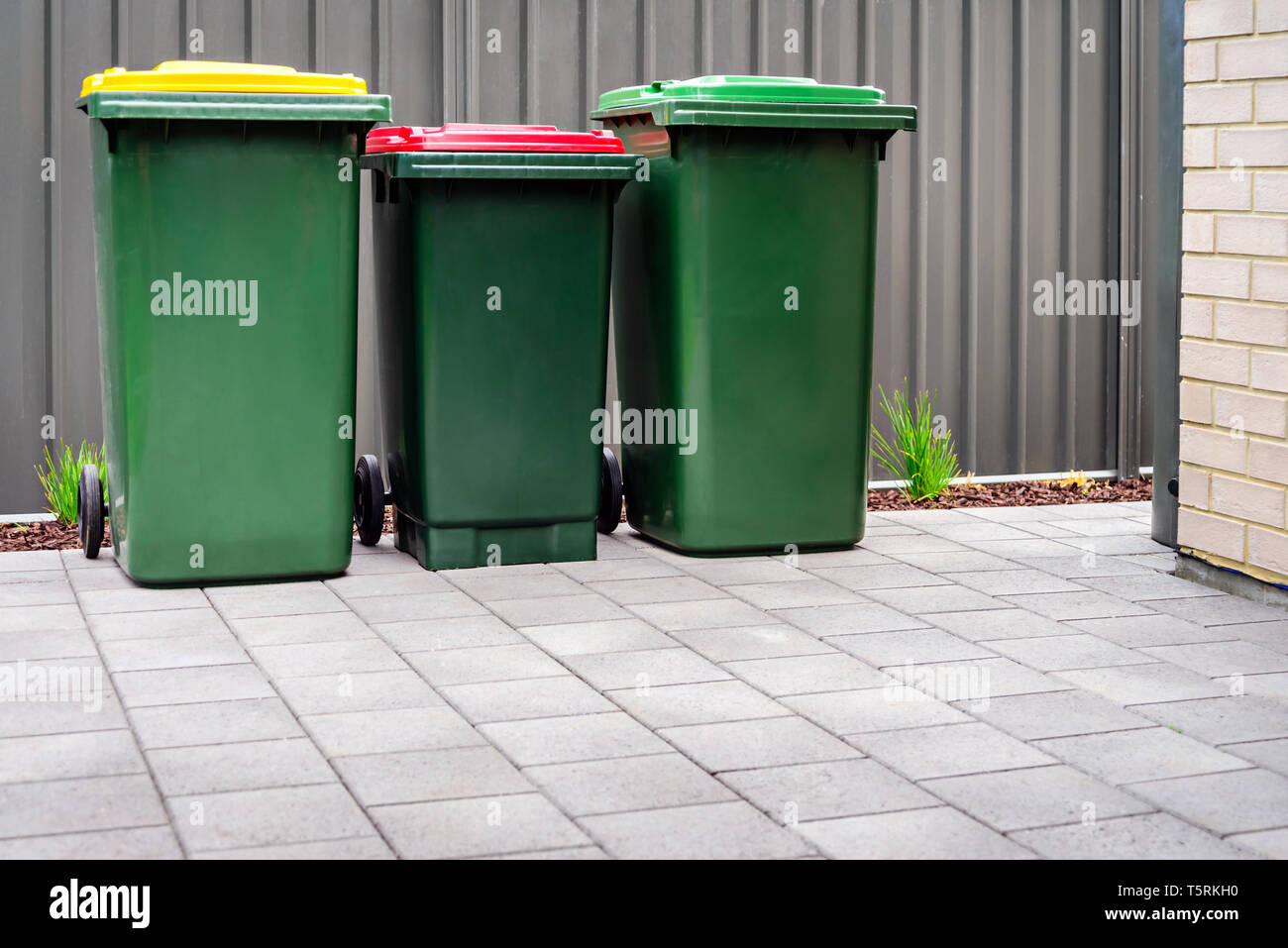 Australian home wheelie bins for recycling, general and green wate