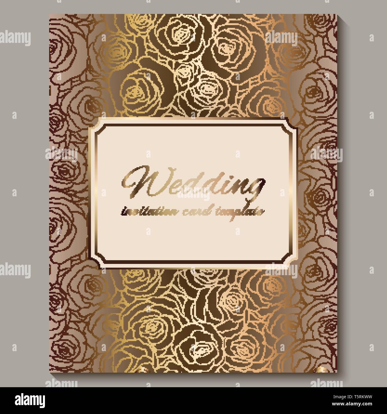 Luxury gold vintage wedding invitation, floral background with place ...
