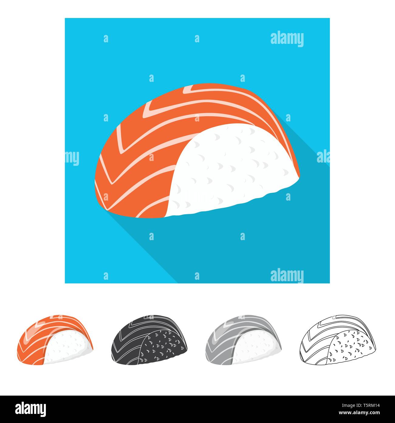 Vector illustration of rice and boiled sign. Set of rice and fish ...