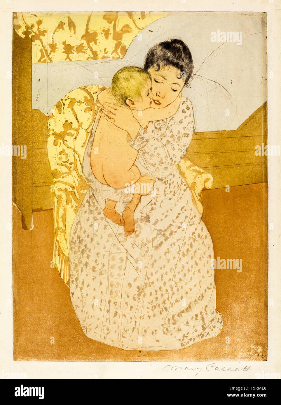 Mary Cassatt, Maternal Caress, colour drypoint print, circa 1891 Stock Photo