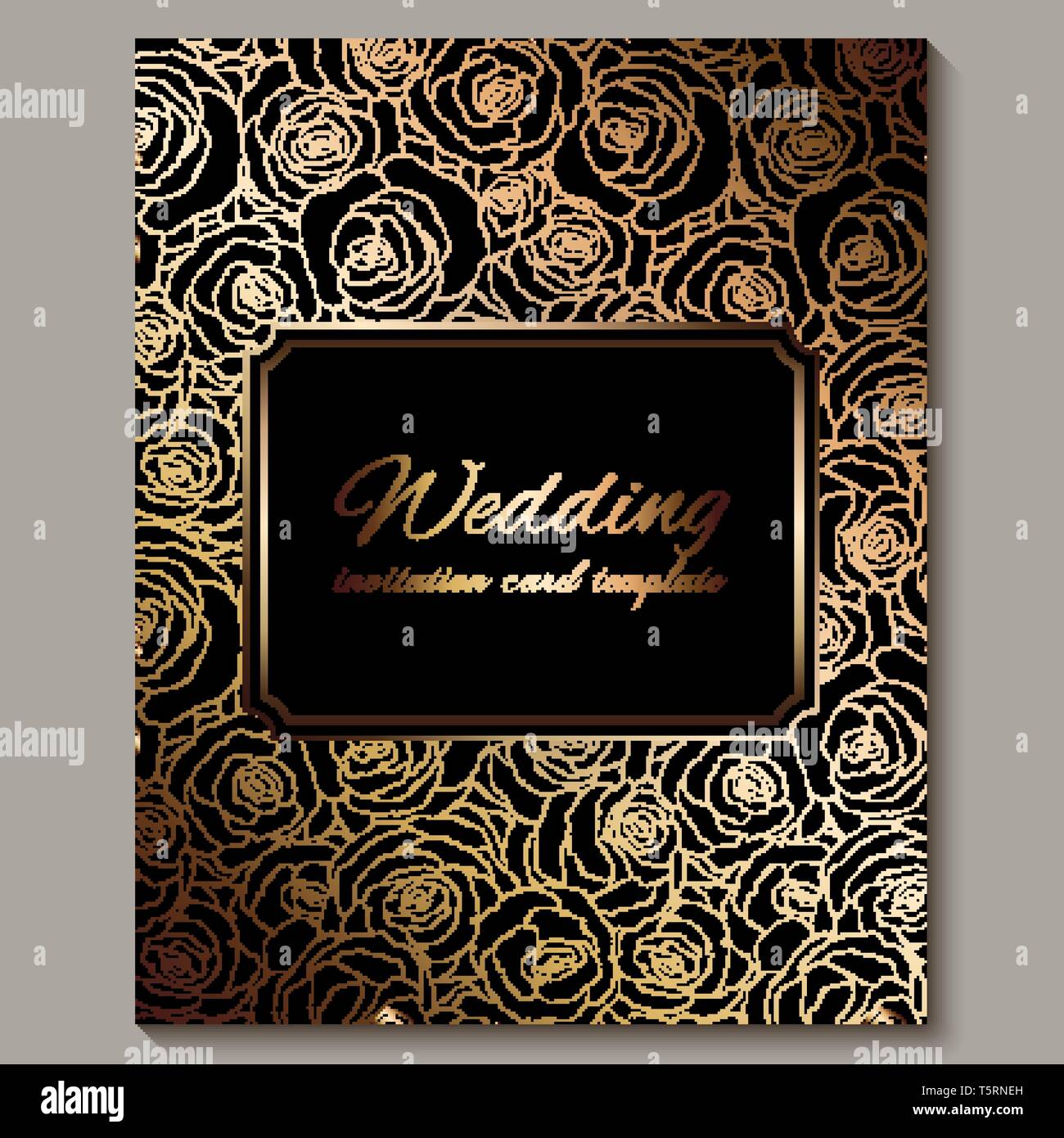 Luxury gold vintage wedding invitation, floral background with place ...
