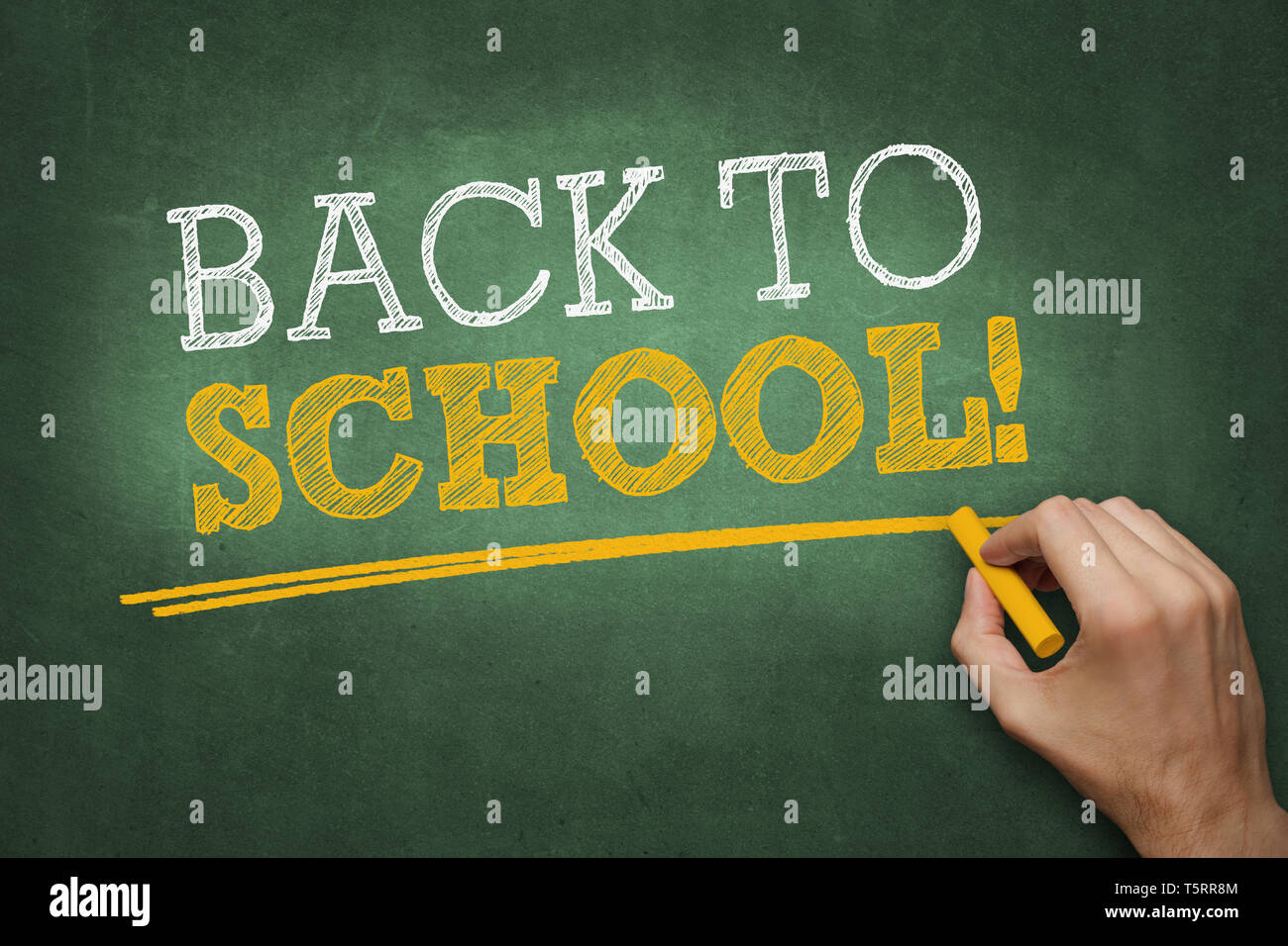 BACK TO SCHOOL! - handwriting on green school board Stock Photo - Alamy