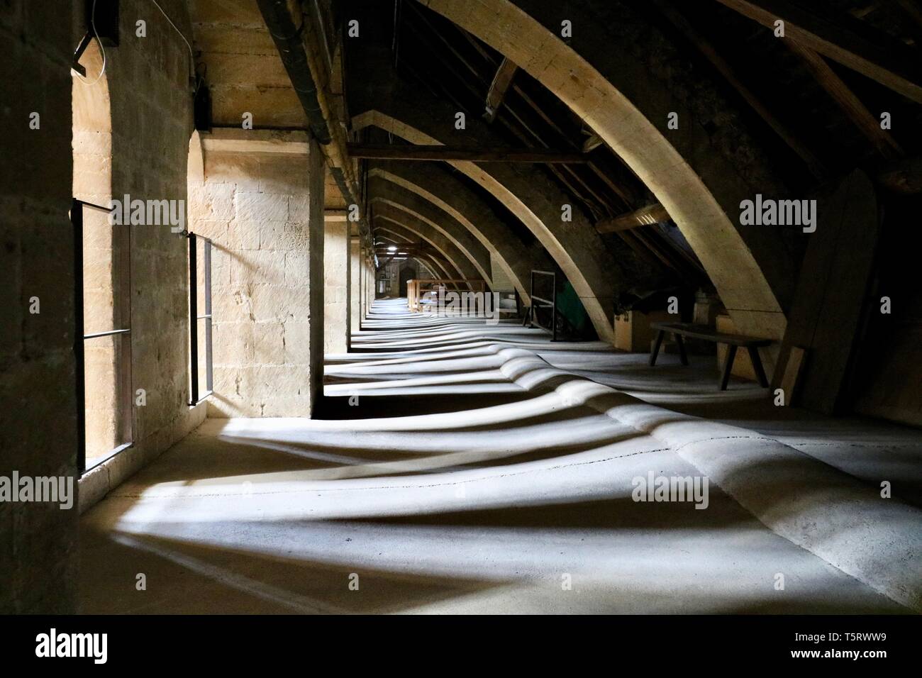 The  internal flying  buttresses of Wells Cathedral Stock Photo