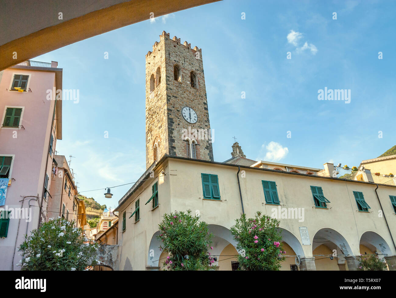 Church Chiesa San Giovanni Bautista, Monterosso al Mare, Liguria, North West Italy Stock Photo