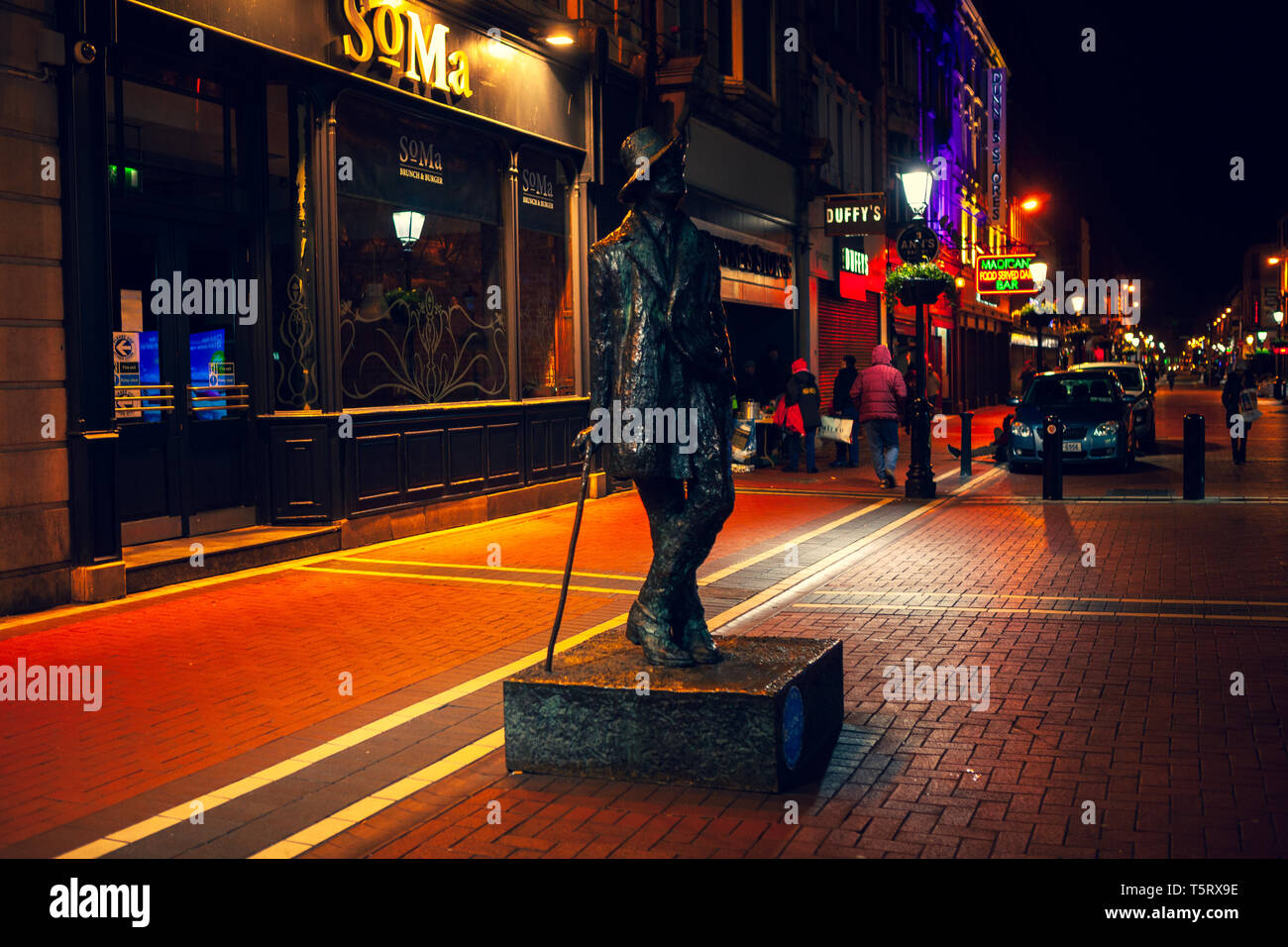 Dublin, Ireland March 2019. James Joyce Statue depicting the