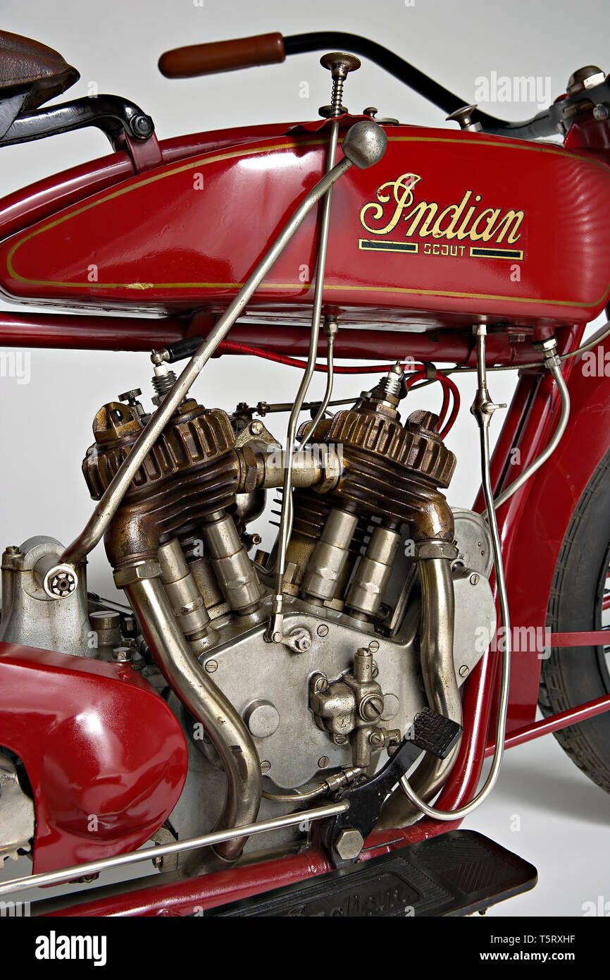 Moto d'epoca Indian Scout.  Marca: Indian modello: Scout nazione: U.S.A. - Springfield anno: 1925 condizioni: restaurata cilindrata:  Stock Photo