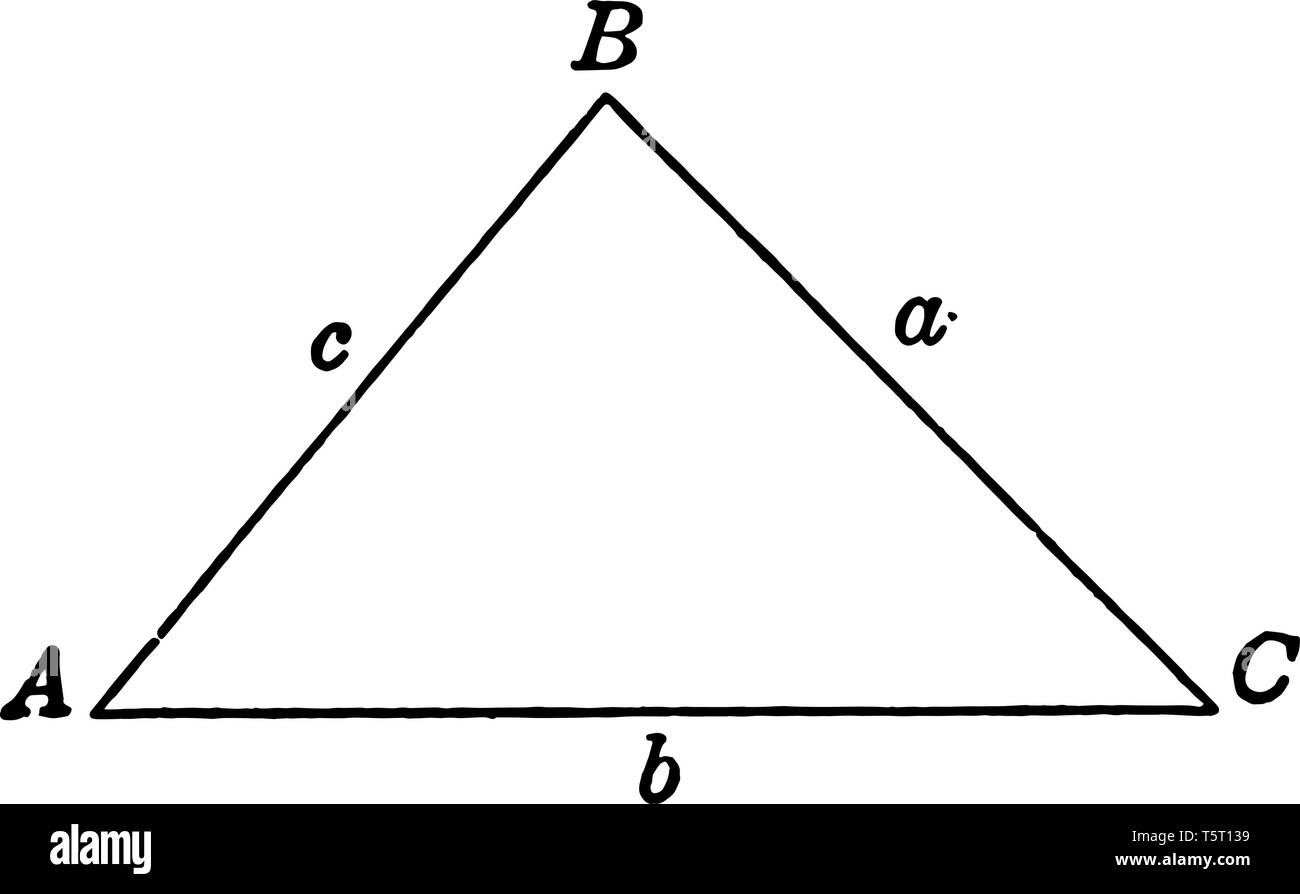 An image showing triangle, all sides are equal, vintage line drawing or