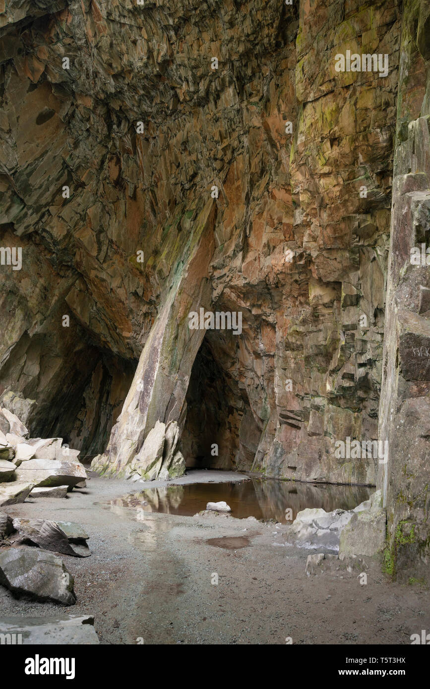 Stunning landscape image of old unused quarry in UK Lake District Stock Photo