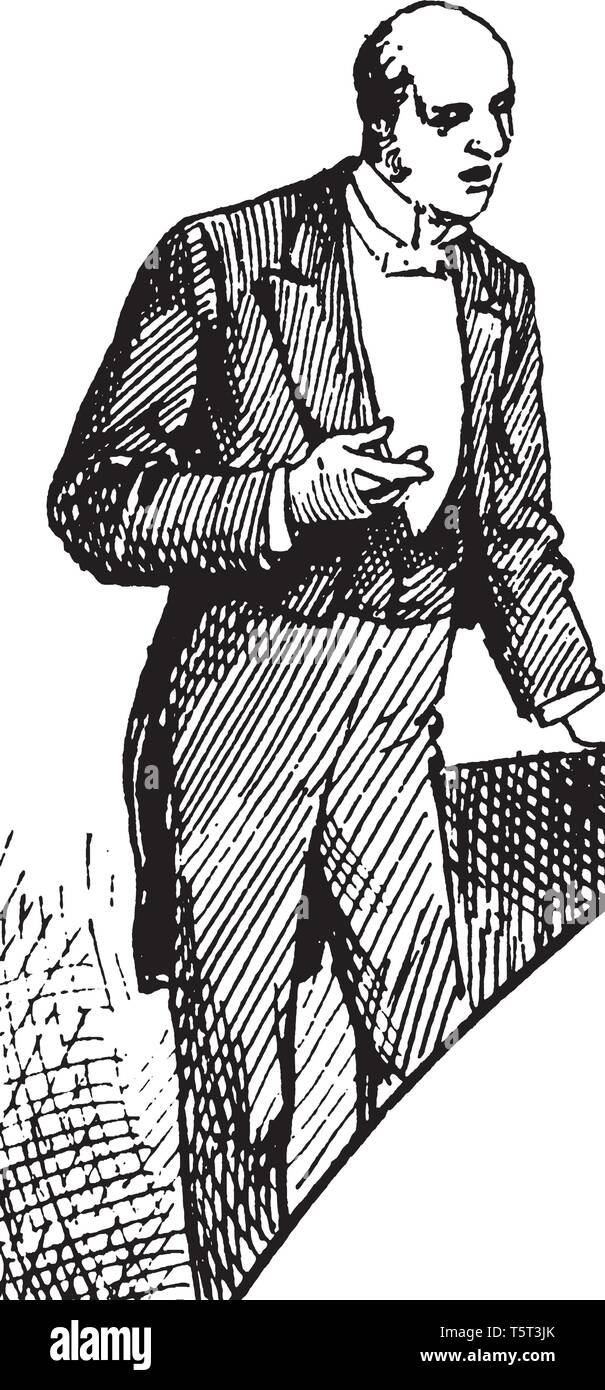 A man giving speech, vintage line drawing or engraving illustration