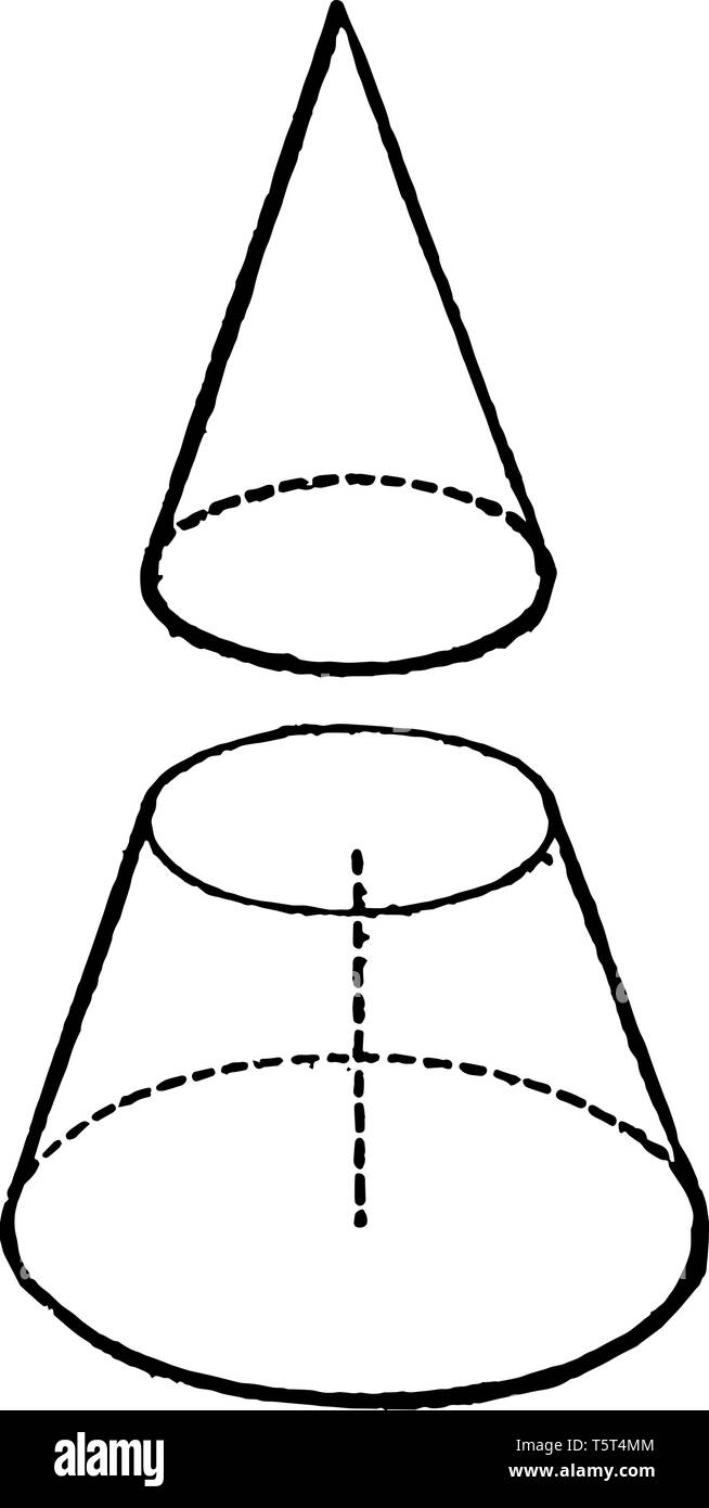 The cone is cut in the middle, it is split into two parts. The lower