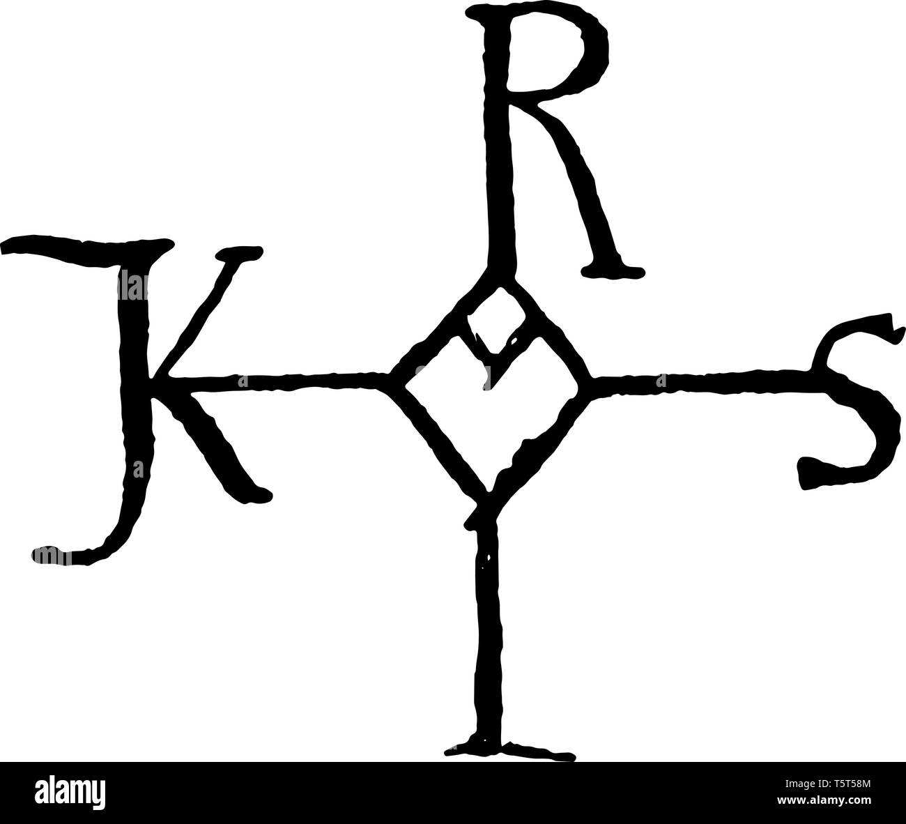 Some alphabets written in Latin, vintage line drawing or engraving