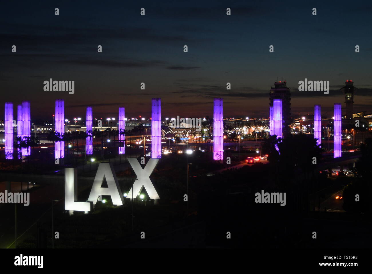 ENTRANCEWAY TO LAX - LOS ANGELES INTERNATIONAL AIRPORT. Stock Photo