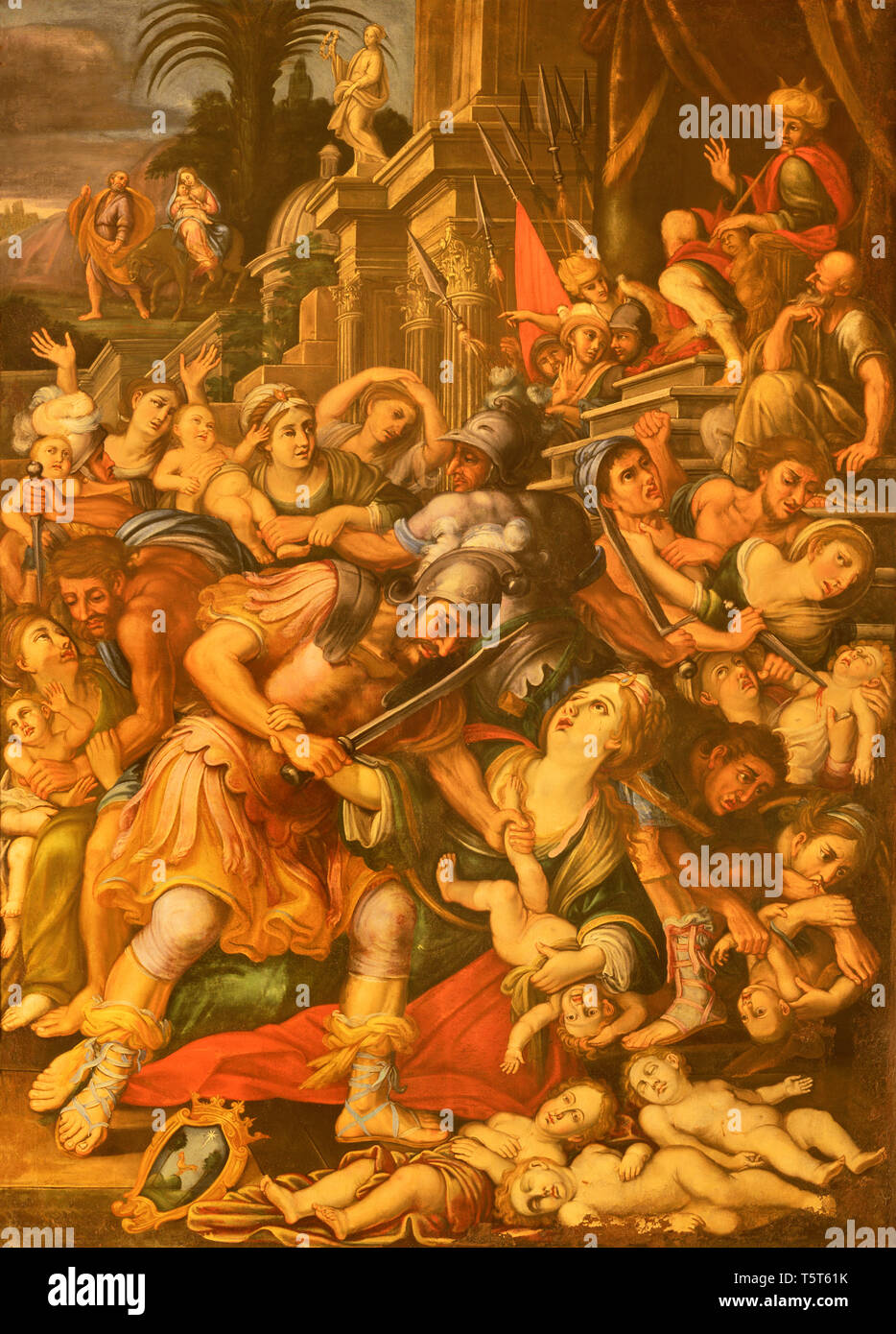 ACIREALE, ITALY - APRIL 11, 2018: The painting of The Masacre of Innocents in Duomo - cattedrale di Maria Santissima Annunziata by Matteo Ragonisi. Stock Photo