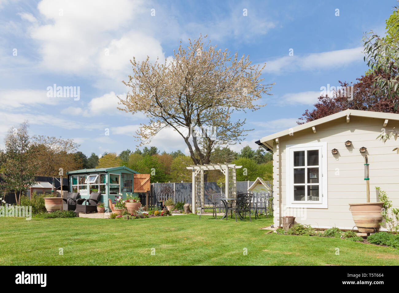 English garden in rural East Anglia in Norfolk. Large outside private