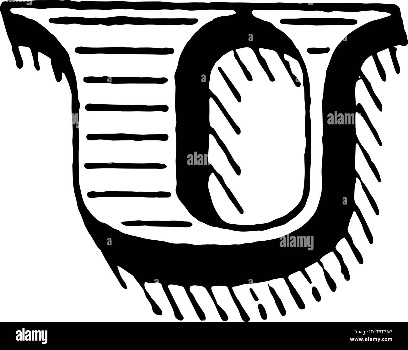 A picture of a decorative letter U with shaded initial, vintage ...