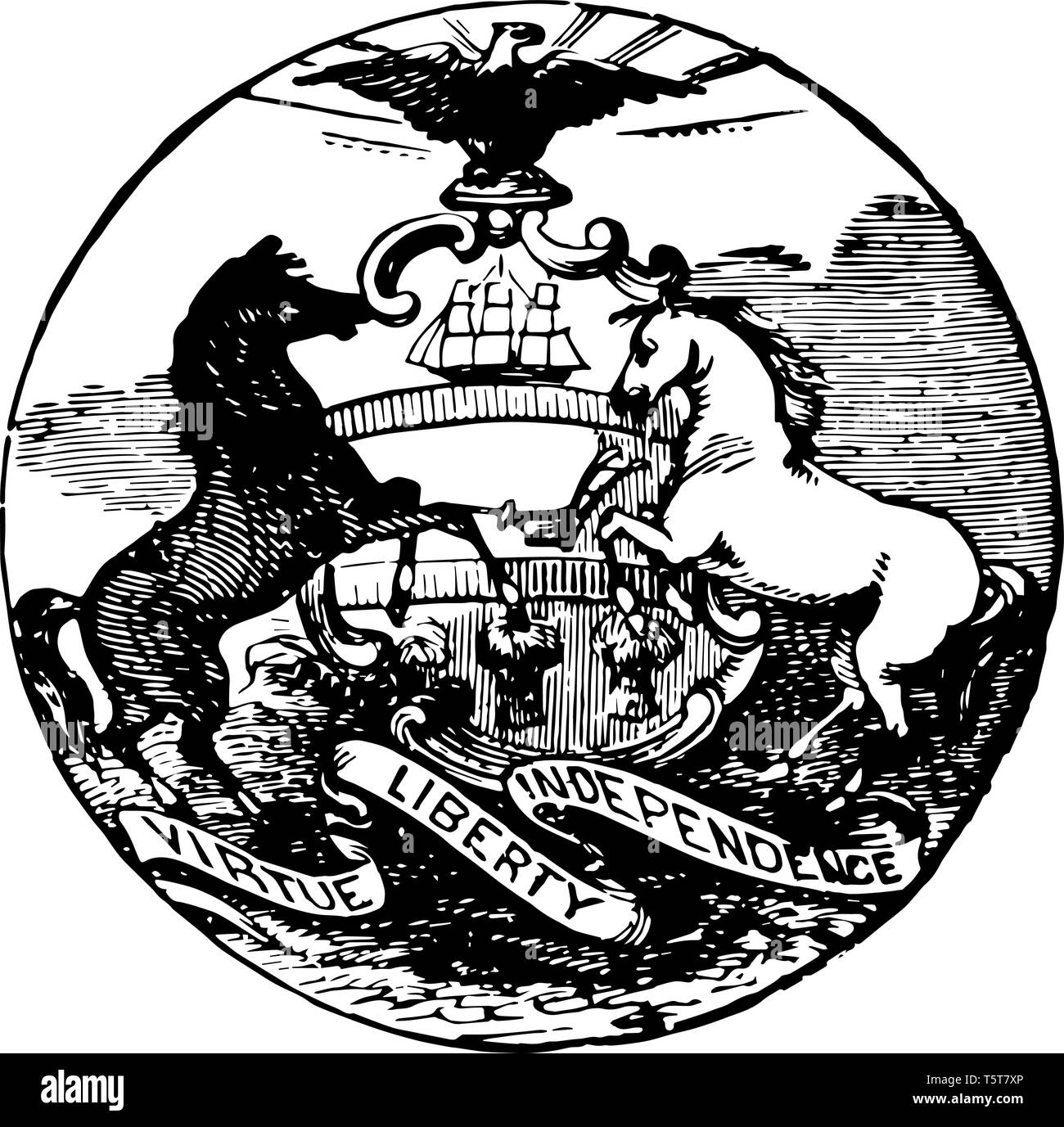 Pennsylvania Seal with motto," BOTH CAN'T SURVIVE " vintage line ...