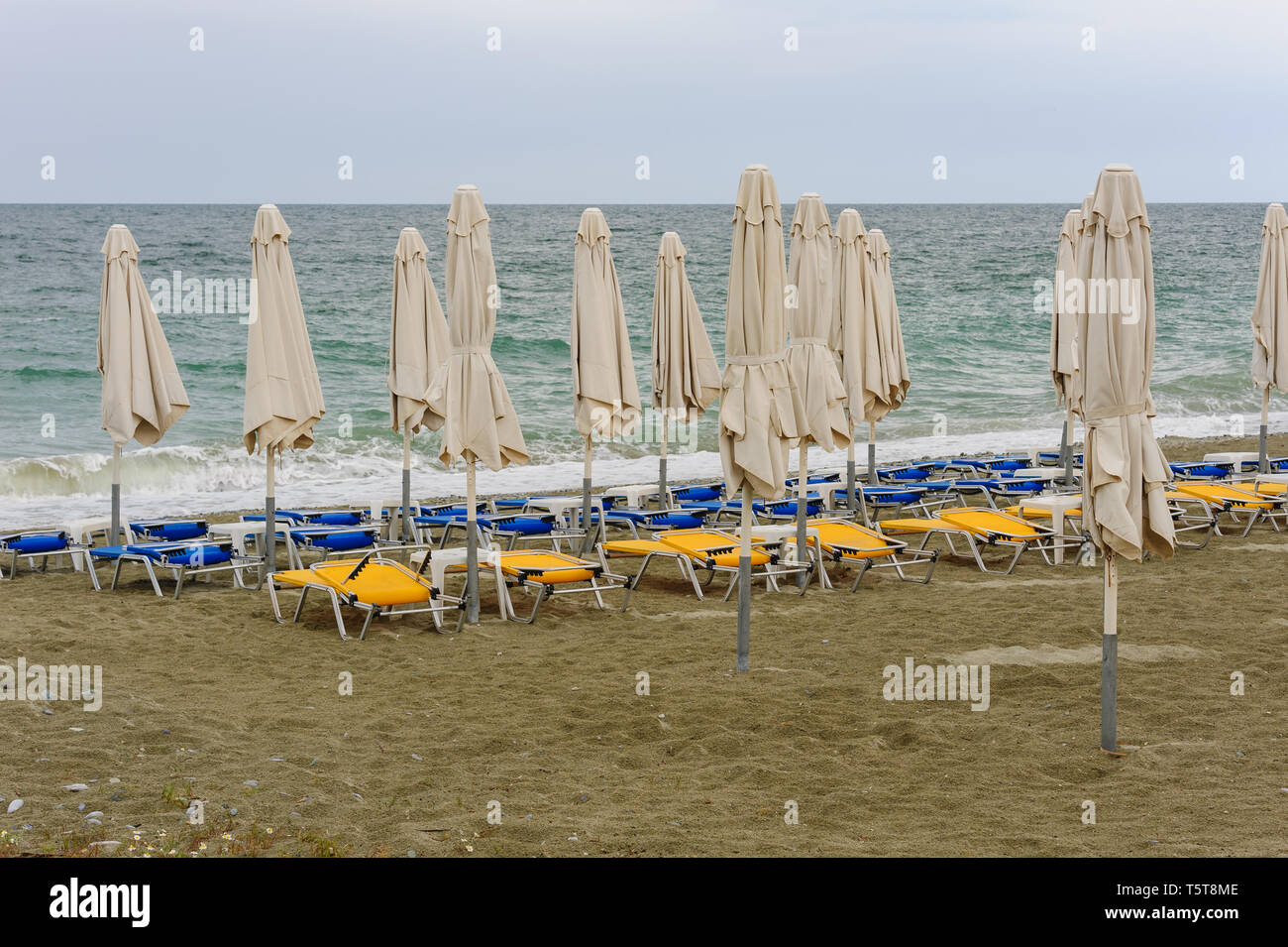Empty beach in Leptokaria, Macedonia, Greece Stock Photo