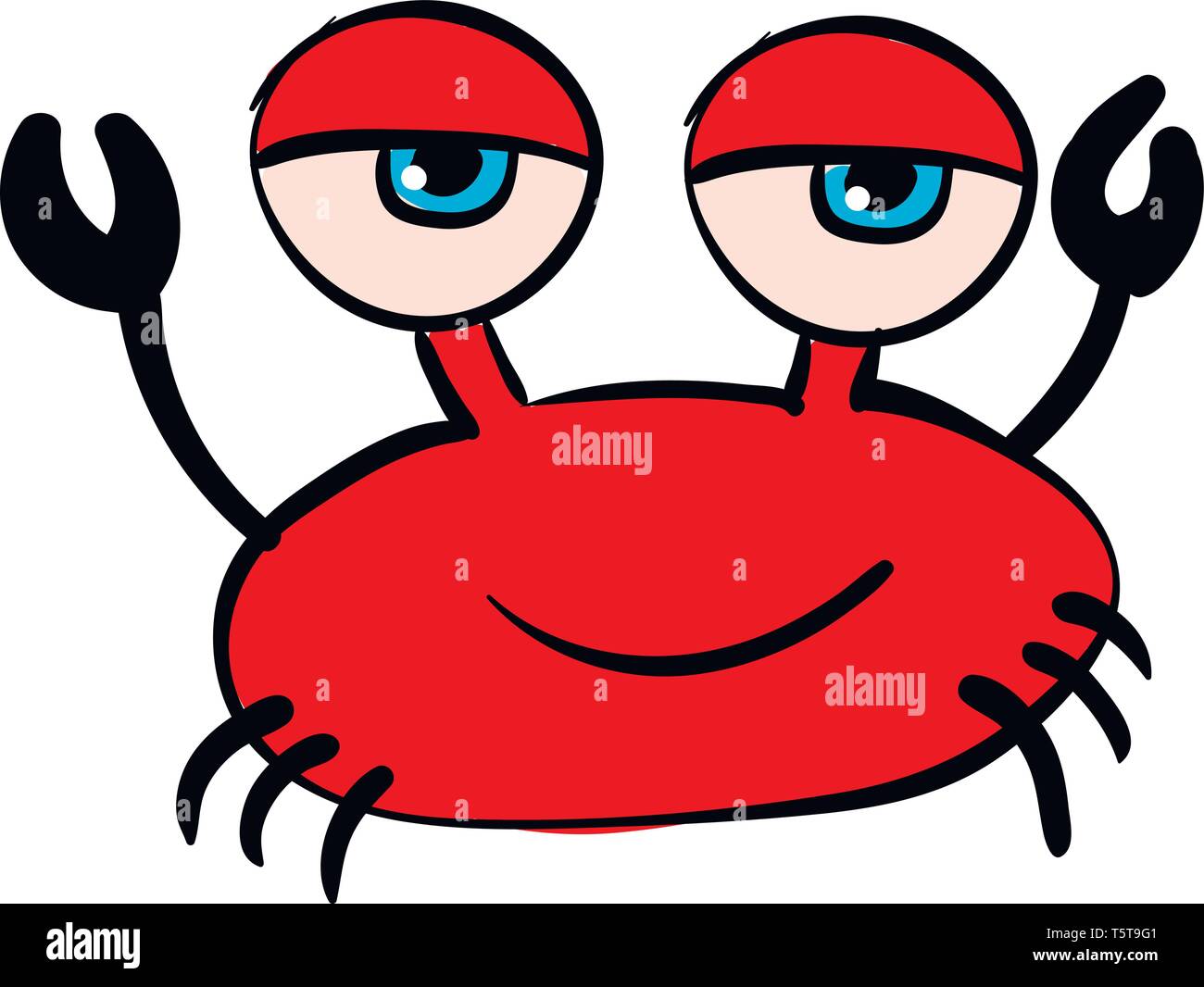 Red crab with blue eyes vector illustration on white background Stock