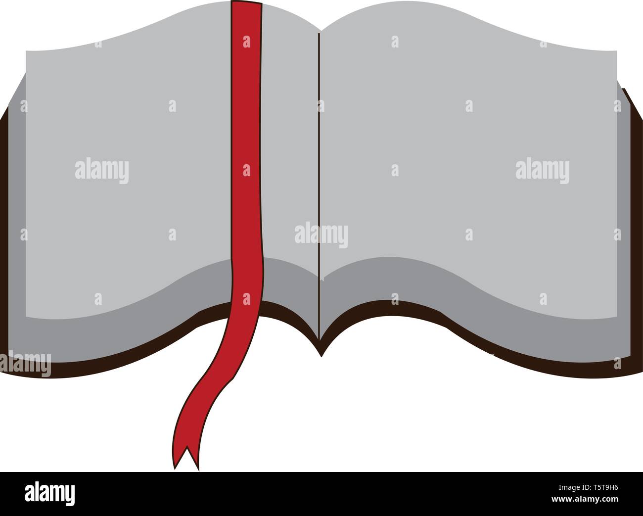 Open book with white pages and red page marker vector illustration on white background. Stock Vector
