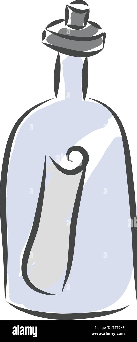 Empty bottle with a letter in it vector illustration on white background. Stock Vector