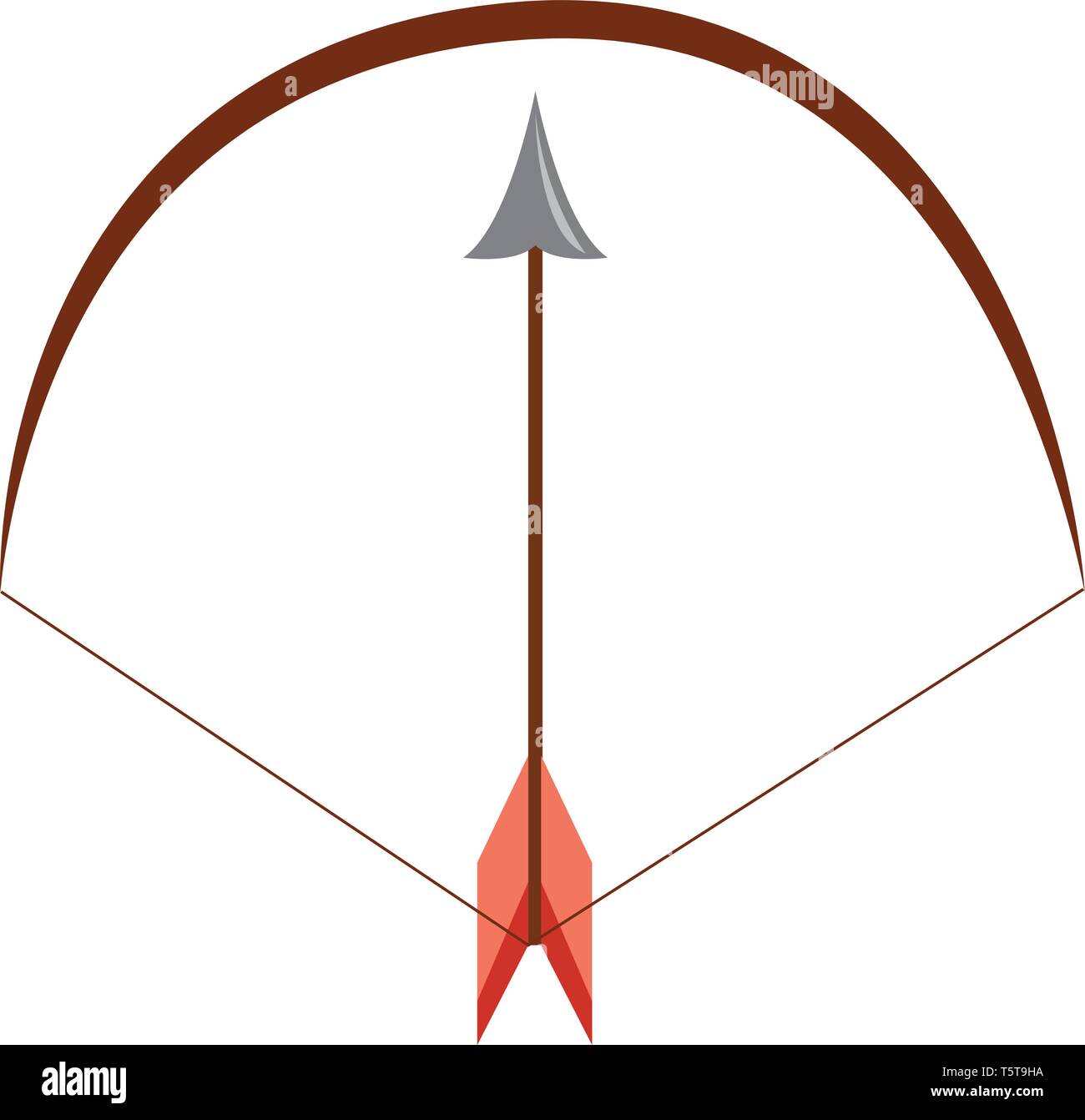 Brown bow and arrow vector illustration on white background. Stock Vector