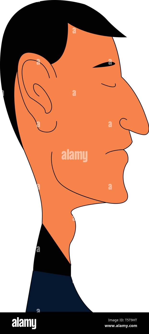Caricature of man with big ear vector illustration on white background. Stock Vector