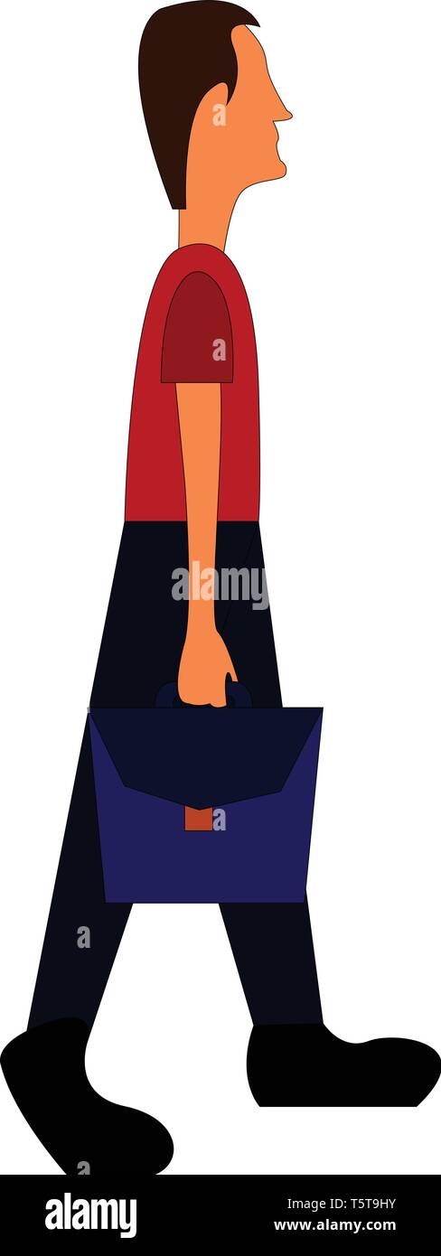 Tall man with briefcase vector illustration on white background. Stock Vector
