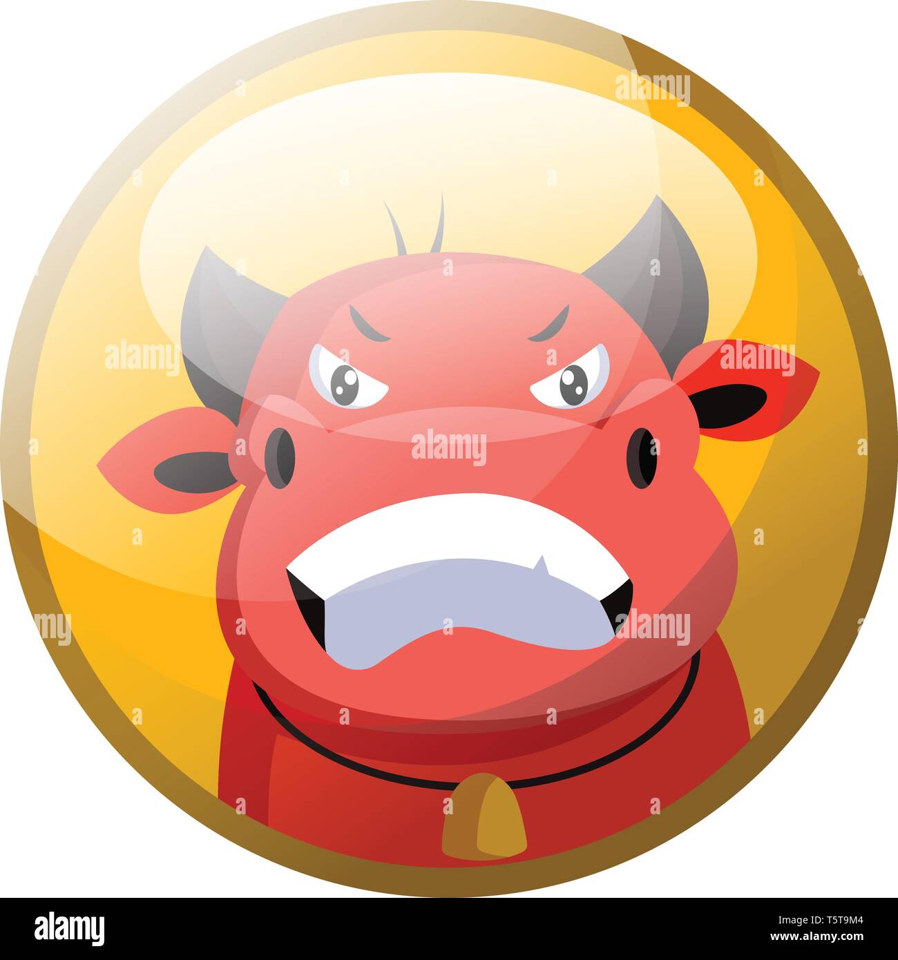 Cartoon character of a red angry bull vector illustration in yellow circle  on white background Stock Vector Image & Art - Alamy