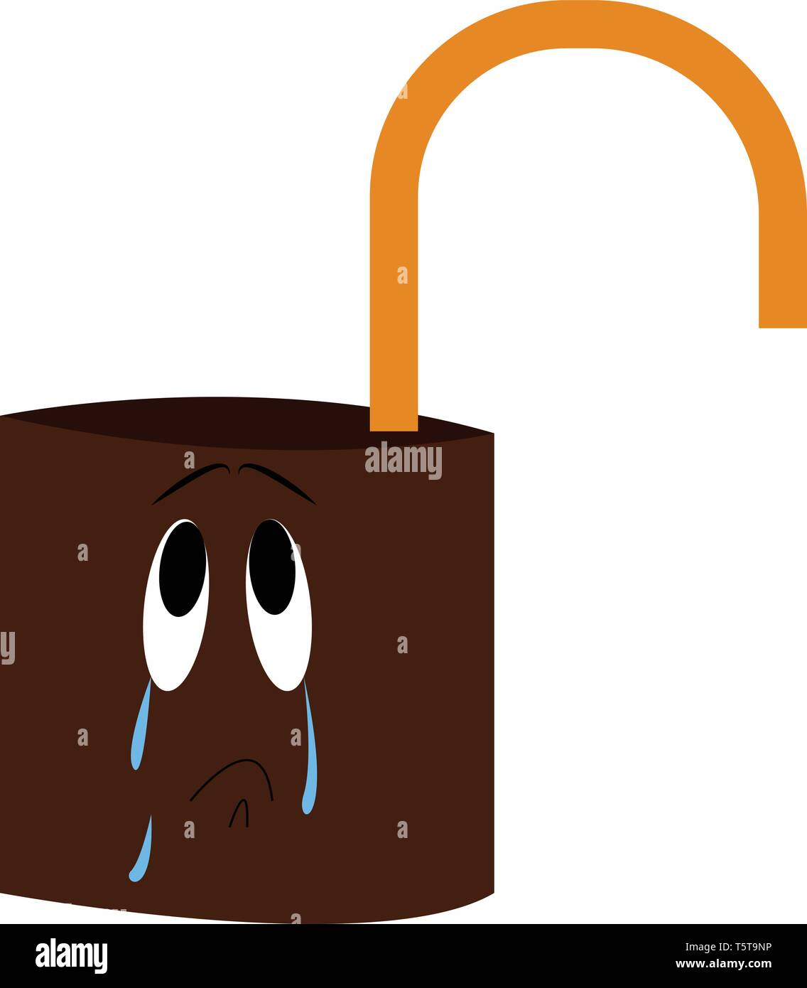 Sad brown can with yellow curved pipe vector illustration on white background. Stock Vector