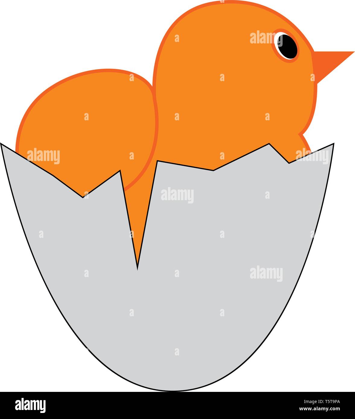 Yellow chick in an egg shell vector illustration on white background. Stock Vector