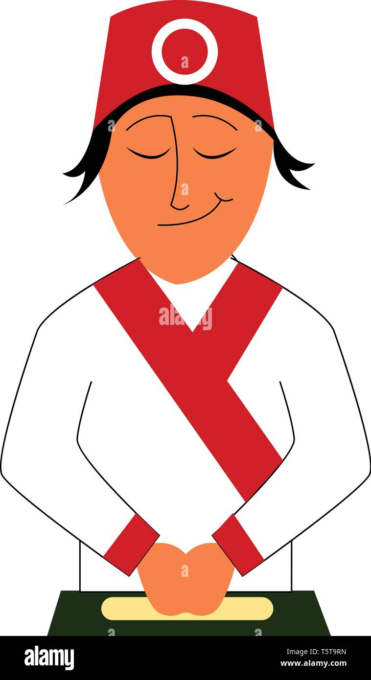 Sushi chef vector illustration on white background. Stock Vector