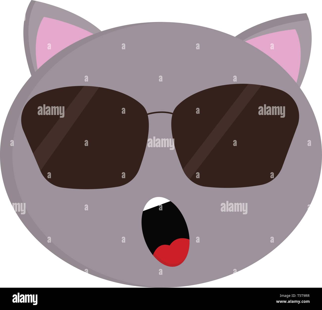 Grey cat with sunglasses vector illustration on white background. Stock Vector