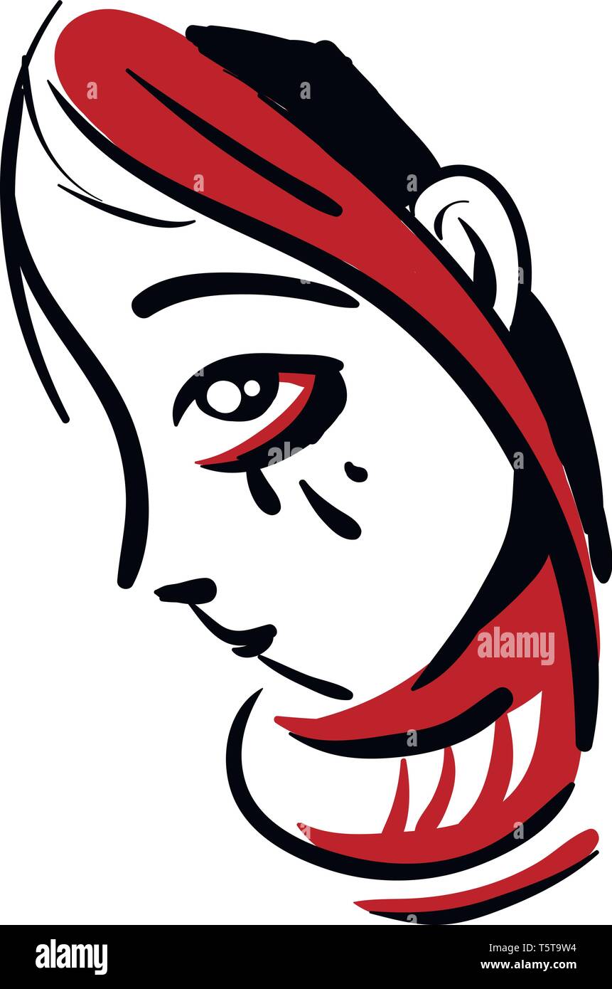 Crying red head girl vector illustration on white background. Stock Vector