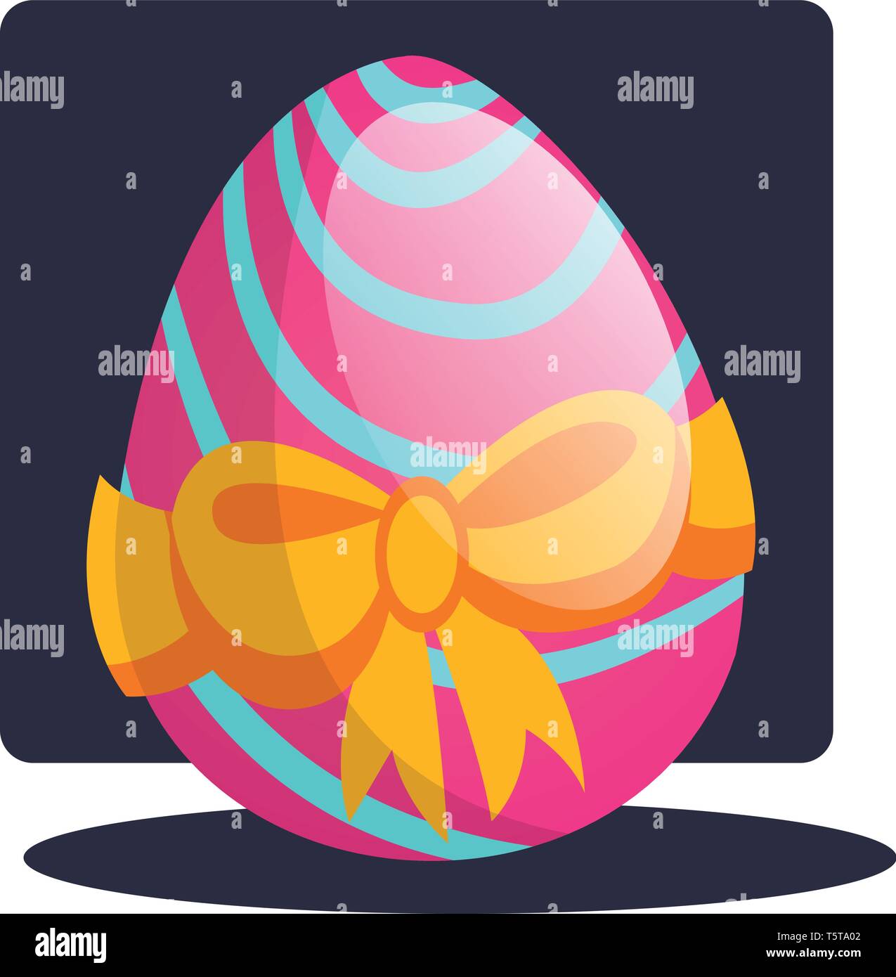 Decorated easter egg with a bow illustration web vector on a white background Stock Vector