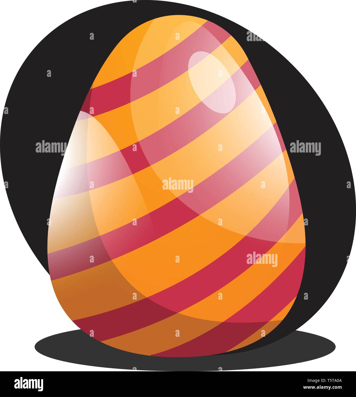 Orange Easter egg with red lines illustration web vector on a white background Stock Vector