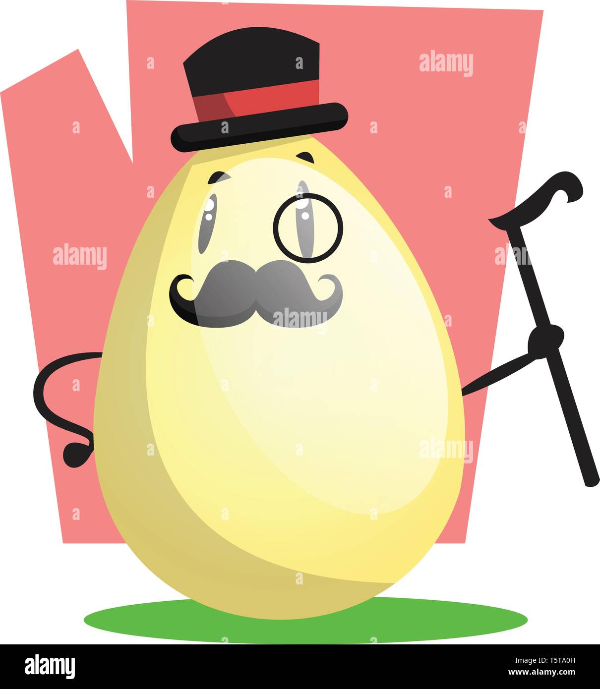 Gallant Easter egg with monocle and top hat illustration web vector on a white background Stock Vector