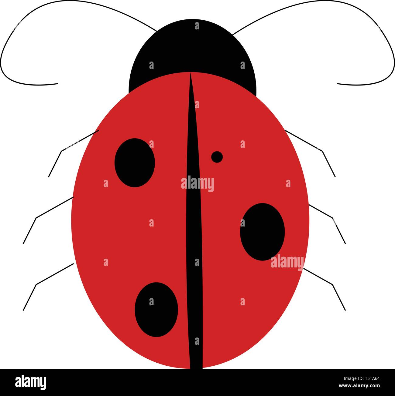 A drawing of a red lady bug with black spots on it vector color drawing or illustration Stock Vector