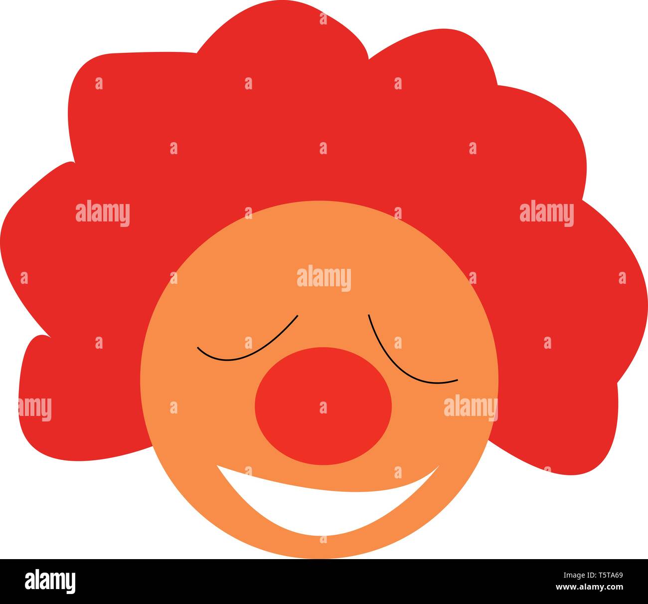 A Happy Joker With Big Red Nose And Red Curl Hair Vector Color