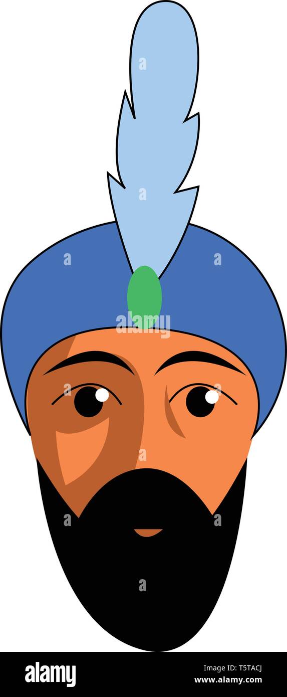 Arab man with blue headcover vector or color illustration Stock Vector